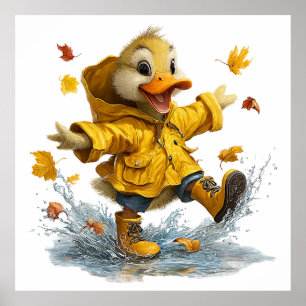 Jolie Affiche de Canard de Jour de Pluie   Adorabl