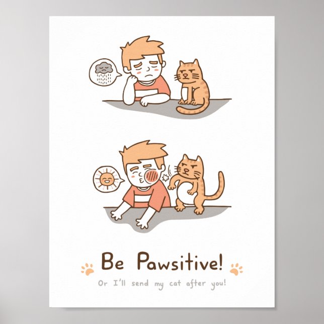 Jolie affiche de chat pun humour positif (Devant)
