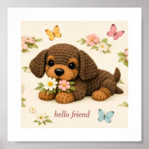 Jolie Affiche de Chiots Floral Papillon – Tricot C
