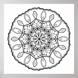 Jolie affiche de coloriage pour adultes Mandala