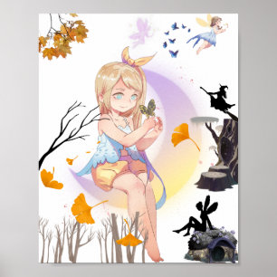 Jolie affiche de fantaisie de fille fée de la natu