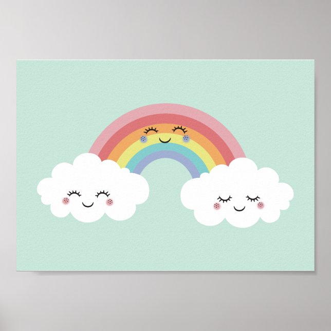 Jolie affiche de nuages arc-en-ciel pour chambre d (Devant)