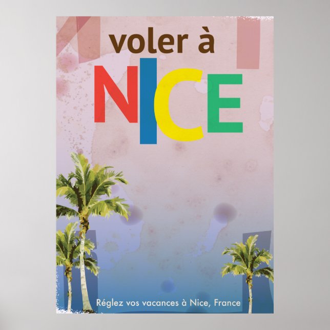 Jolie affiche de voyage vintage à Nice, France (Devant)
