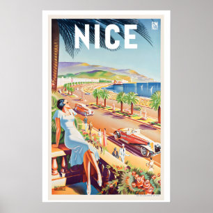 Jolie affiche de voyage vintage de la Côte d'Azur