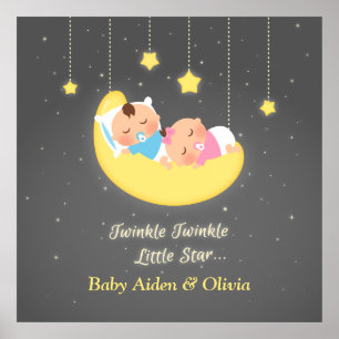 Jolie Affiche Jumelles Scintille Petite Étoile