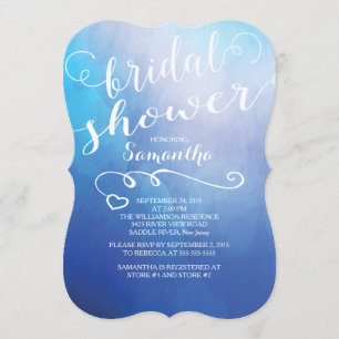 Jolie Aquarelle Bleue Douche nuptiale Invitation