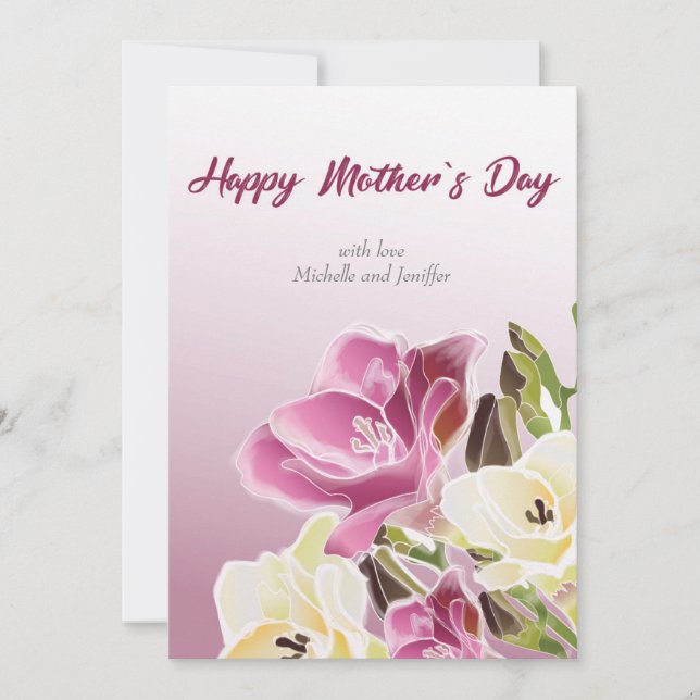 Jolie aquarelle carte de vacances à la fête des mè (Devant)