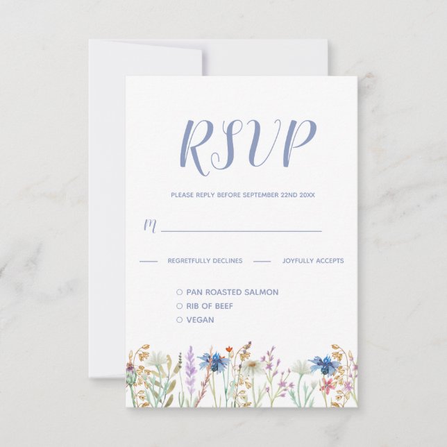Jolie aquarelle Fleur sauvage mariage RSVP (Devant)