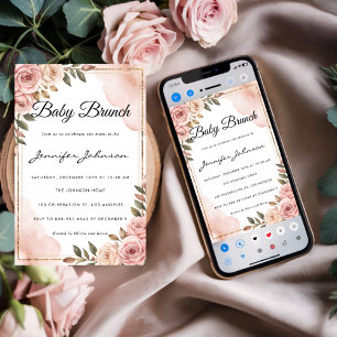 Jolie aquarelle Fleurs Baby Brunch Invitation