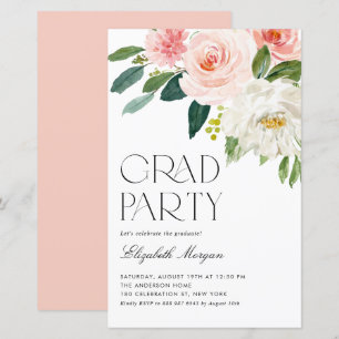 Jolie aquarelle Fleurs Graduation Invitation