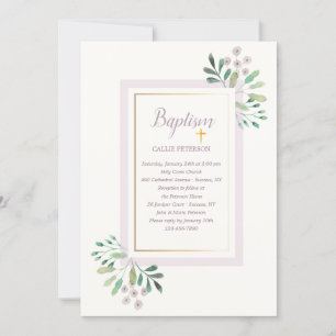 Jolie aquarelle Floral Baptism Invitation