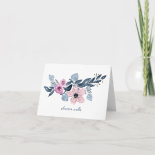 Jolie aquarelle Floral Bleu rose Personnalisé