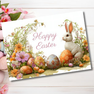Jolie aquarelle Floral Oeuf de Pâques Carte de vac