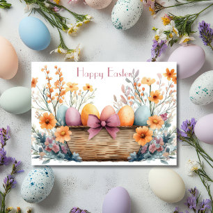 Jolie aquarelle Floral Oeuf de Pâques Carte de vac