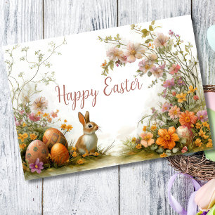 Jolie aquarelle Floral Oeuf de Pâques Carte de vac