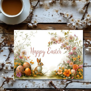 Jolie aquarelle Floral Oeuf de Pâques Carte de vac