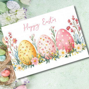 Jolie aquarelle Floral Oeuf de Pâques Carte de vac