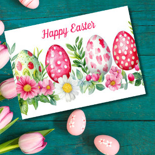 Jolie aquarelle Floral Oeuf de Pâques Carte de vac