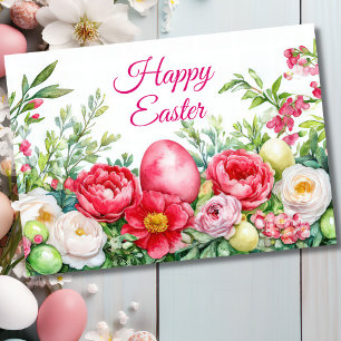 Jolie aquarelle Floral Oeuf de Pâques Carte de vac