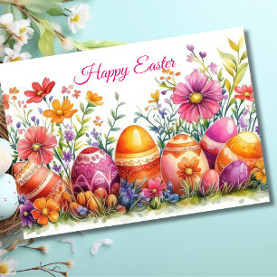 Jolie aquarelle Floral Oeuf de Pâques Carte de vac