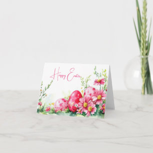 Jolie aquarelle Floral OEufs de Pâques Carte de va