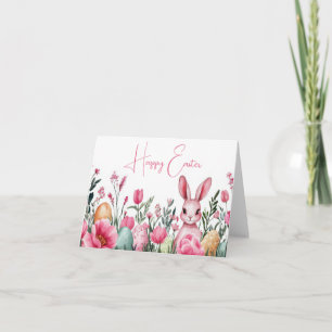 Jolie aquarelle Florale Bunny Pâques Carte de vaca