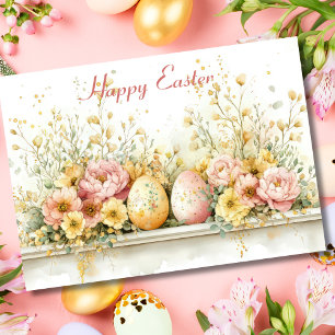 Jolie aquarelle Florale Bunny Pâques Carte de vaca