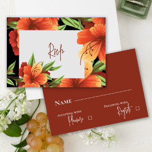 Jolie aquarelle Moody Orange Floral Wedding RSVP