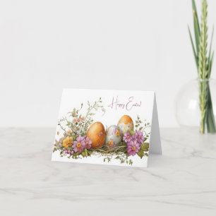 Jolie aquarelle OEufs de Pâques Carte de vacances