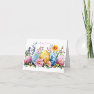 Jolie aquarelle OEufs de Pâques Carte de vacances
