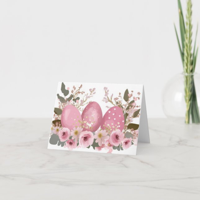 Jolie aquarelle OEufs de Pâques Carte de vacances (Devant)