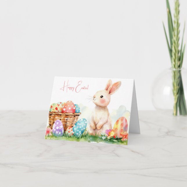 Jolie aquarelle OEufs de Pâques Carte de vacances (Devant)