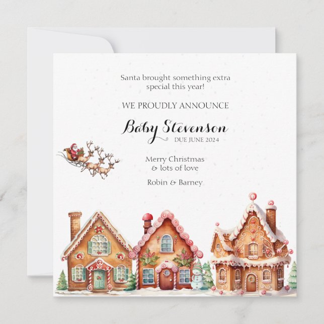 Jolie aquarelle père Noël grossesse faire-part (Devant)