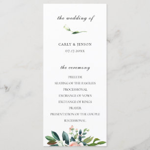 Jolie aquarelle Programme de mariage floral