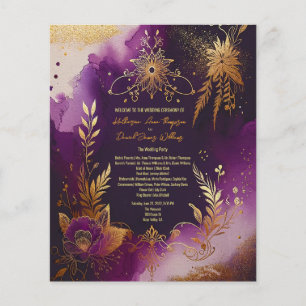 Jolie aquarelle Purple et Gold Wedding Programme