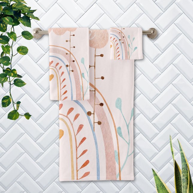 Jolie aquarelle rose arc-en-ciel enfants (In situ Bathroom wall)