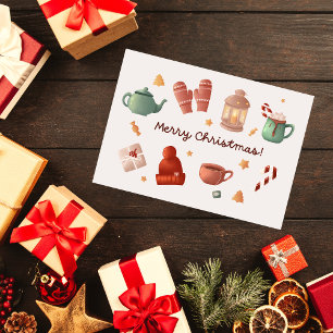 Jolie aquarelle sucre de canne hiver Carte de Noël