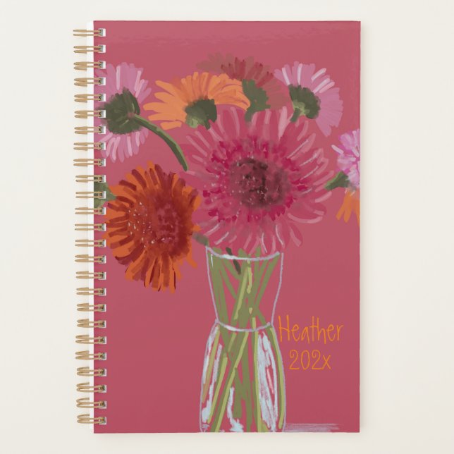 Jolie Art GerberaFlower Illustration moderne+ Nom (Devant)
