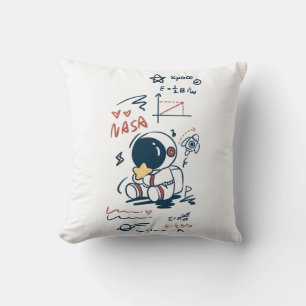 Jolie astronaute espace dessin animé coussin