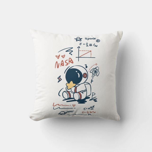Jolie astronaute espace dessin animé coussin (Recto)