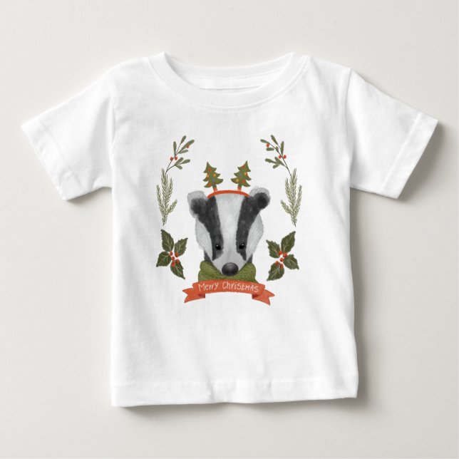 Jolie Badger Portrait Baby T-shirt (Devant)