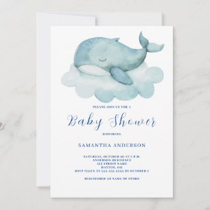 Jolie baleine Genre Neutre Baby shower Invitation