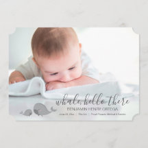 Jolie baleine Hello There Baby Photo Faire-part