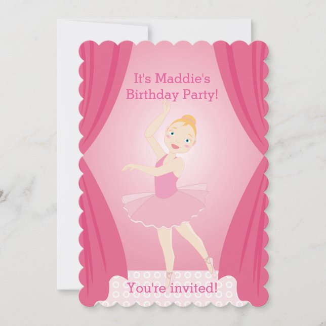Jolie Ballerina invitation à la fête d'anniversair (Devant)