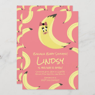 Jolie Banana Rose Girls Baby shower Invitation