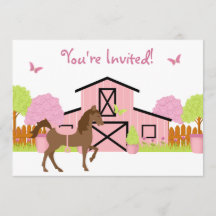 Jolie Barn Horse Anniversaire Fête Invitations
