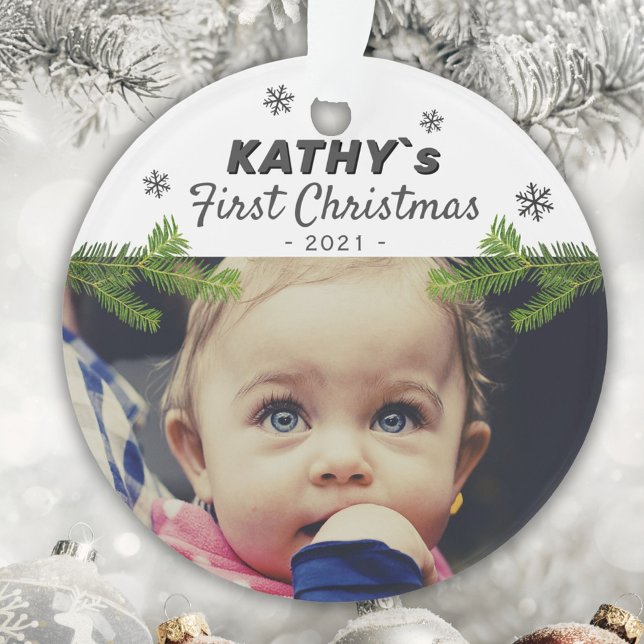 Jolie Bébé Premier Noël Flocon de Pin Photo (Créateur téléchargé)