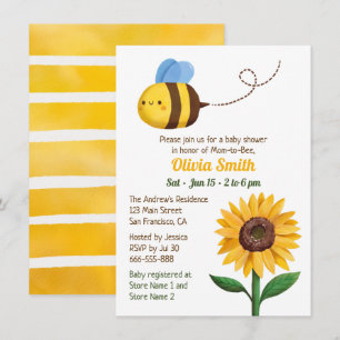 Jolie Bee Et Tournesol Bébé Douche Invitations