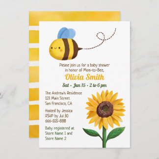 Jolie Bee Et Tournesol Bébé Douche Invitations