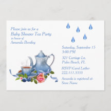Jolie Blue Baby shower Tea Party Invitation